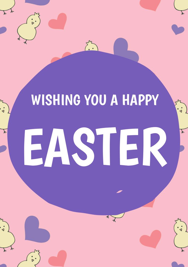 Playful Easter Card Design with Chicks and Hearts