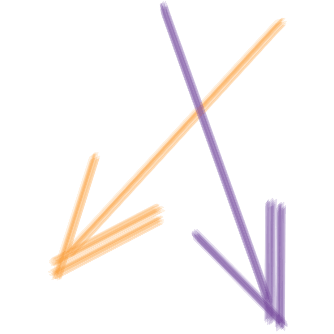 Transparent Orange and Purple Arrows Crossing Graphic
