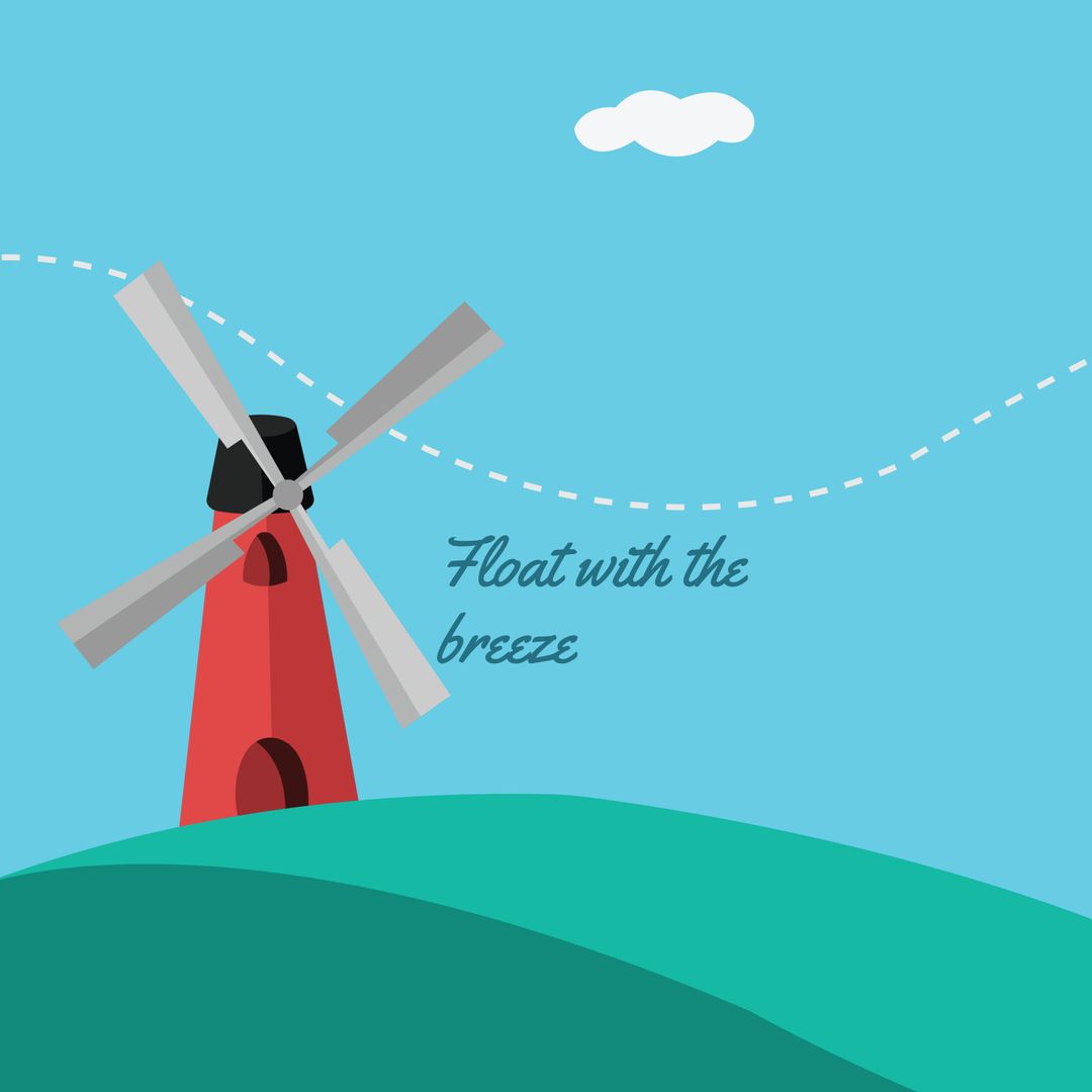 Relaxing Windmill Illustration With Inspirational Quote - Download Free Stock Templates Pikwizard.com