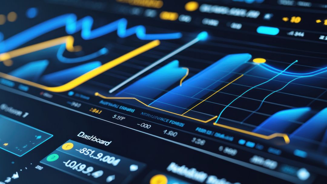 Futuristic Digital Dashboard with Analytical Charts on Tablet