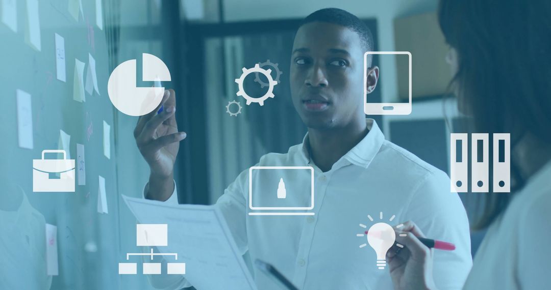 Dynamic Office Brainstorming with Floating Innovative Icons