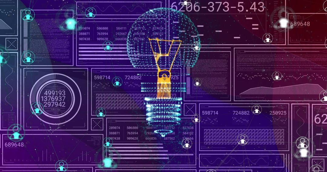 Digital Light Bulb with Data Connections and Interacting Elements - Free Images, Stock Photos and Pictures on Pikwizard.com