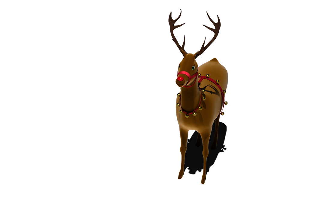 Transparent Depiction Of Digital Santa's Reindeer with Bells and Red Nose - Download Free Stock Images Pikwizard.com