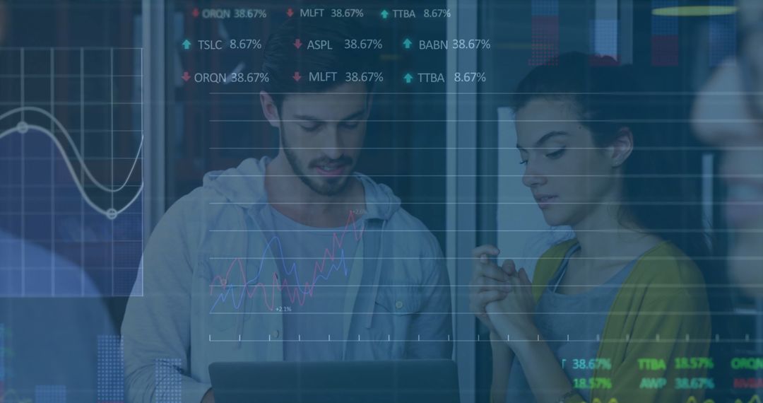 Professionals Analyzing Financial Data and Stock Charts