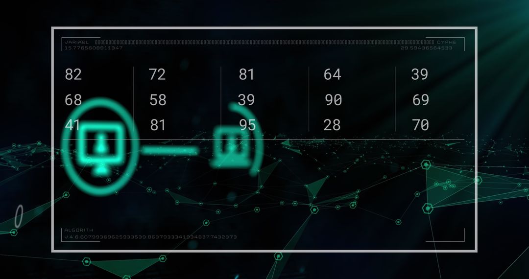 Futuristic Data Processing Icons on Digital Interface