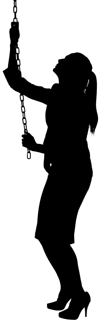 Woman Silhouette Pulling Chain Digital PNG on Transparent Background