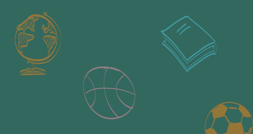 School Icons on Green Background Symbolizing Education and Learning