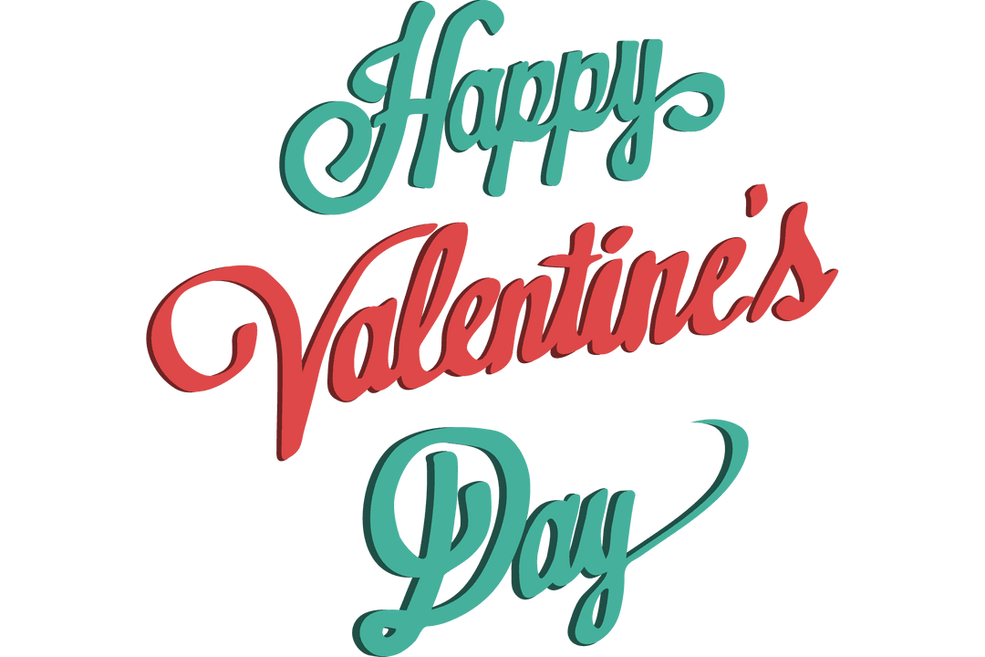 Colorful Happy Valentine's Day Script on Transparent Background
