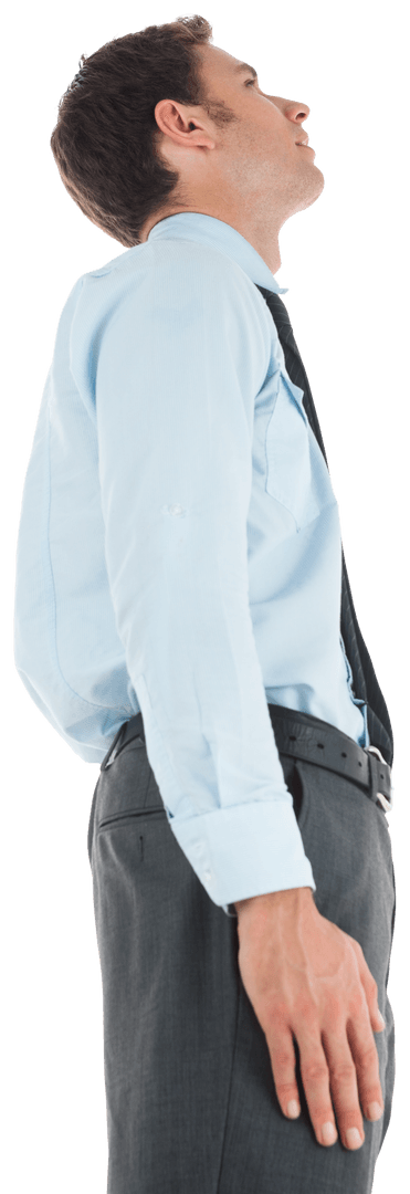 Transparent Photo of Businessman Looking Up Standing in Profile