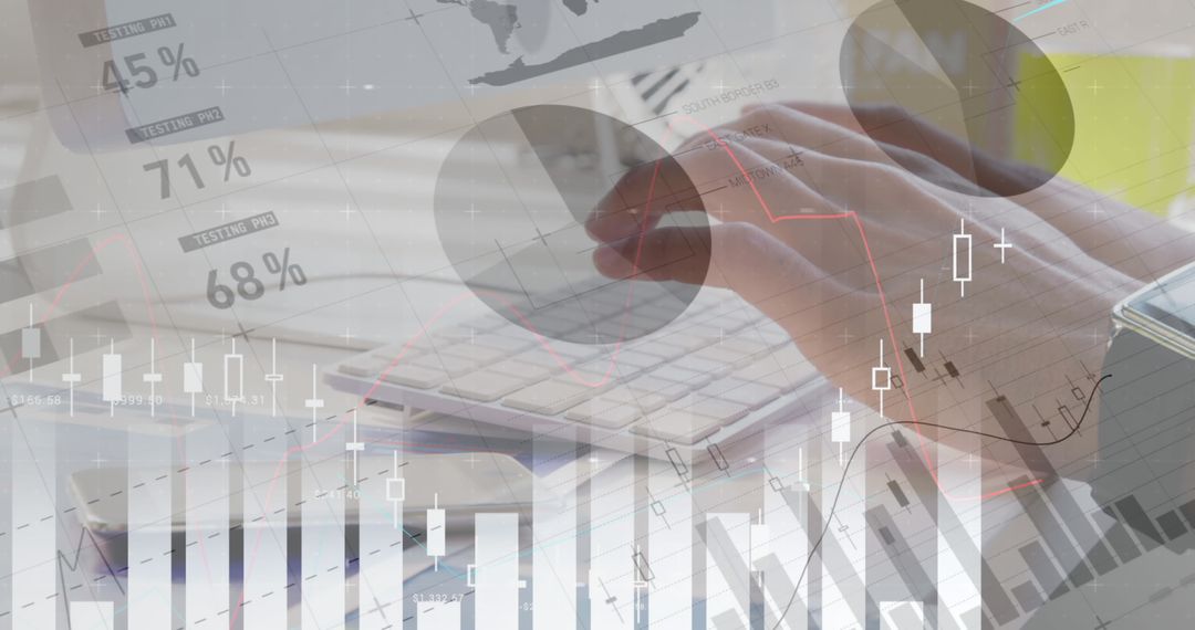 Editing Financial Data Overlay with Hands Typing Keyboard