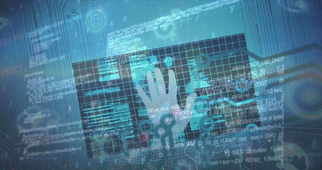 Digital Hand Interacting with Futuristic Virtual Interface