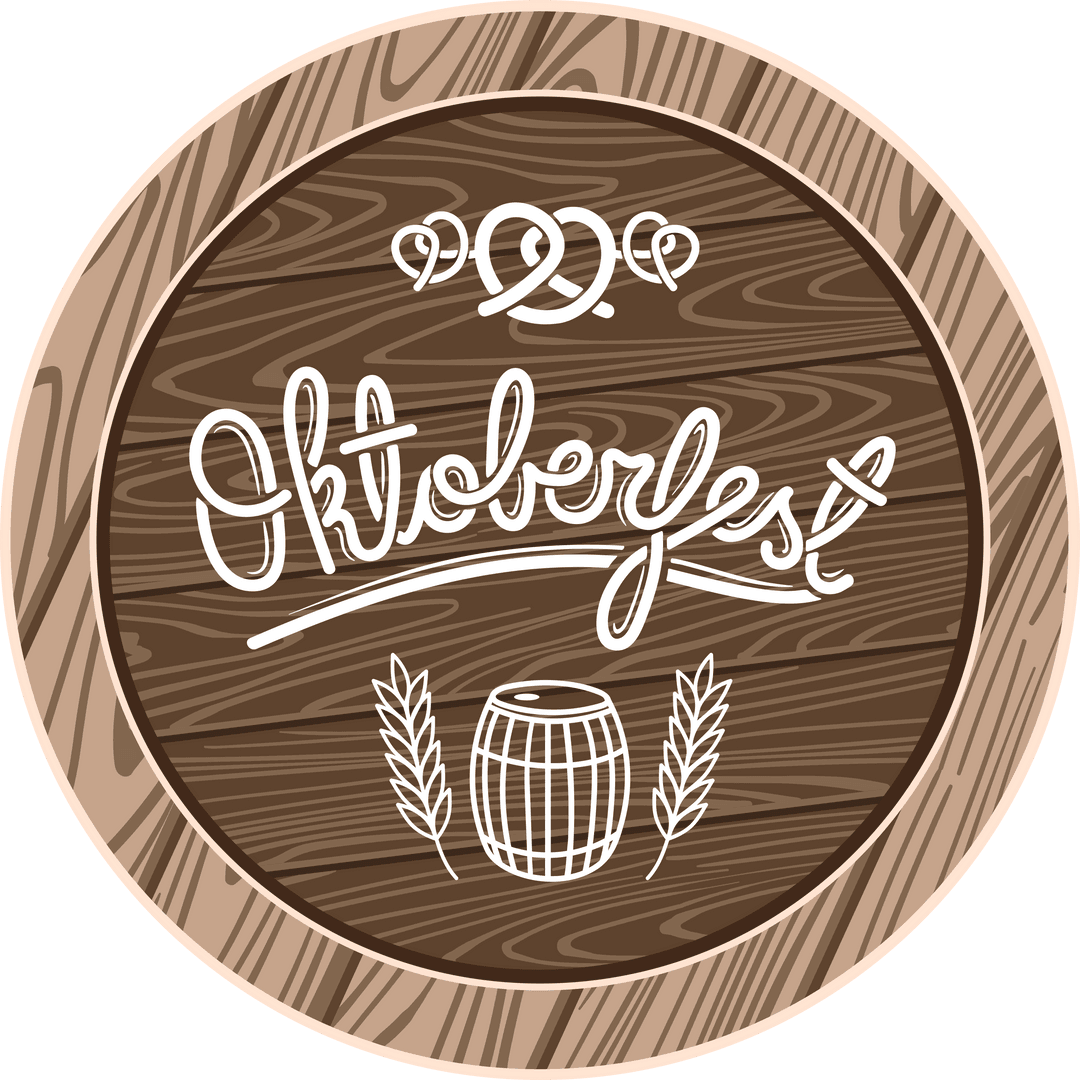 Transparent Oktoberfest Emblem with Barrel and Pretzel Decorations