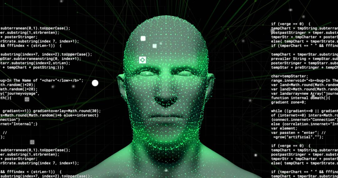 Data Processing Overlay on Digital Human with Interface Icons