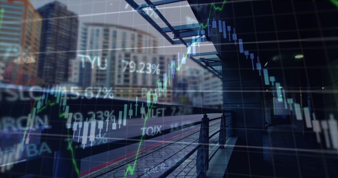 Global Financial Interface Over Urban Cityscape