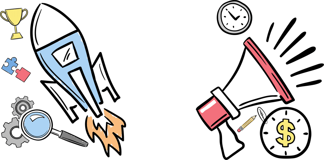 Creative Symbols on Transparent Background for Career Progress Illustration