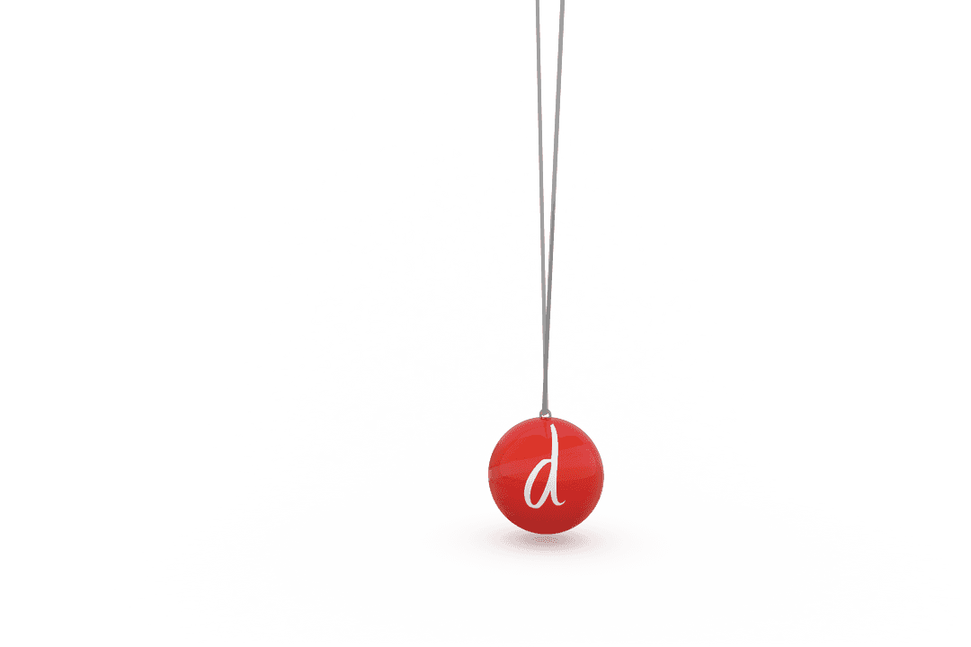 Red Letter D on Transparent Background Featuring Hanging Chain