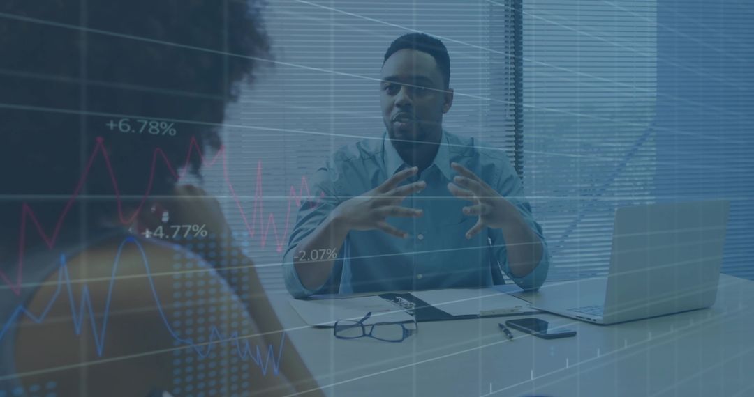 Business Meeting with Data Analytics Graphics