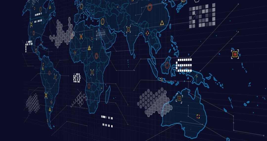 Digital World Map with Data Analytics Interface - Free Images, Stock Photos and Pictures on Pikwizard.com