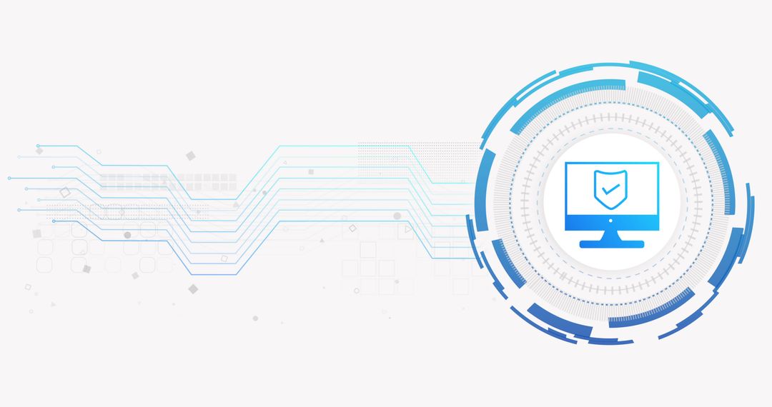 Cybersecurity Network Connections with Shield Icon