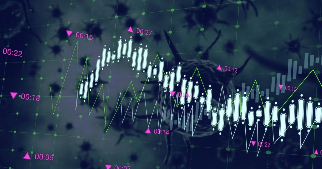 Financial Data Processed Over Cells Indicating Global Finance and Pandemic Impact