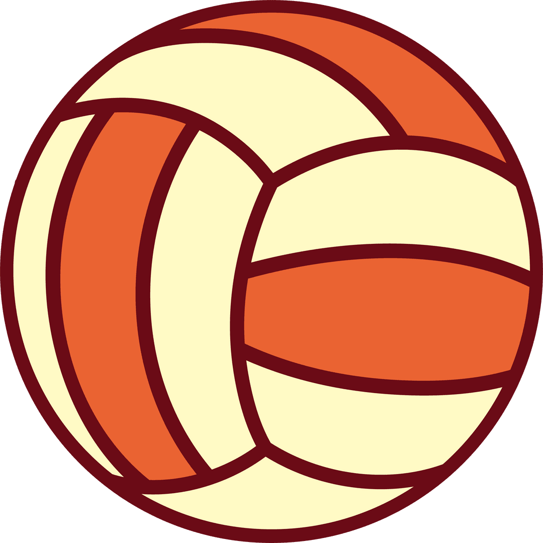 Cartoon Volleyball Icon on Transparent Background Orange Yellow Panels