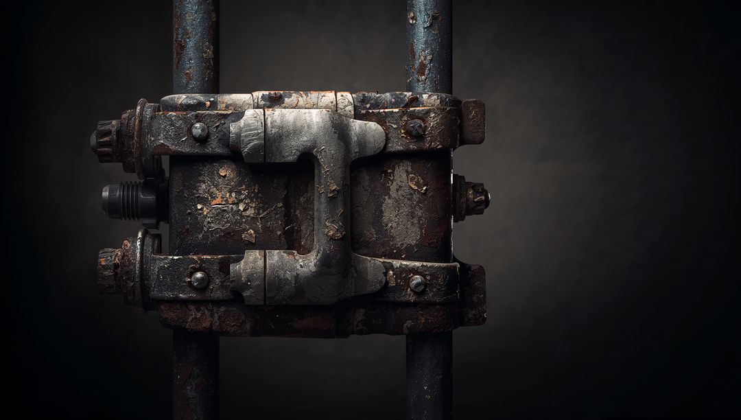 Corroded Metal Lock Mechanism With Salt-Worn Details