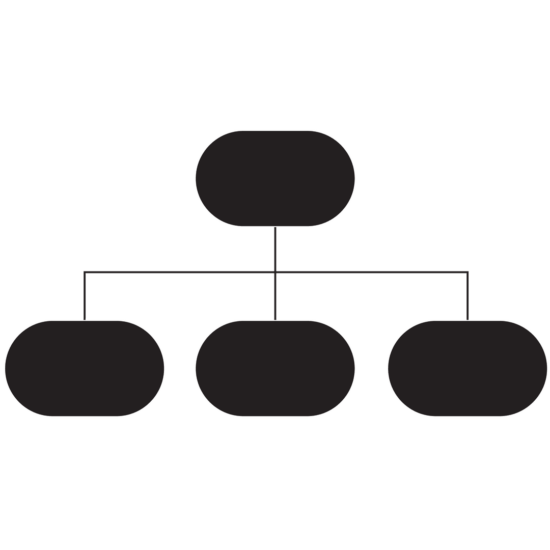 Black Linked Shapes Diagram on Transparent Background