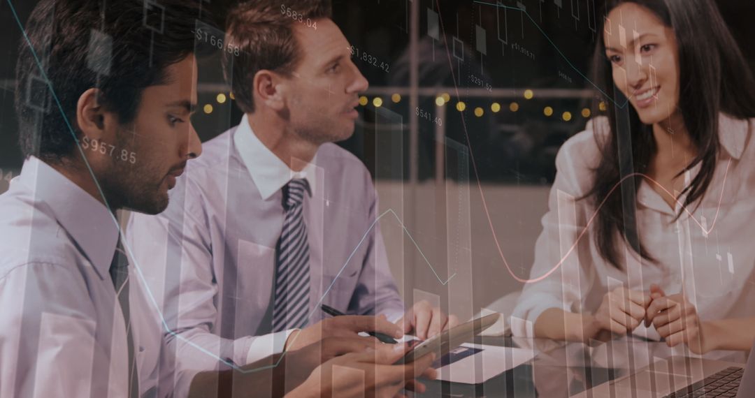 Team Analyzing Data in Modern Business Meeting Environment