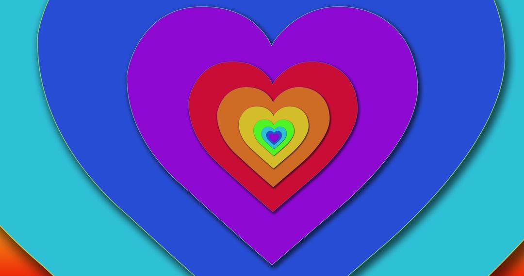 Vibrant Multicolored Hearts in Layered Abstract Design