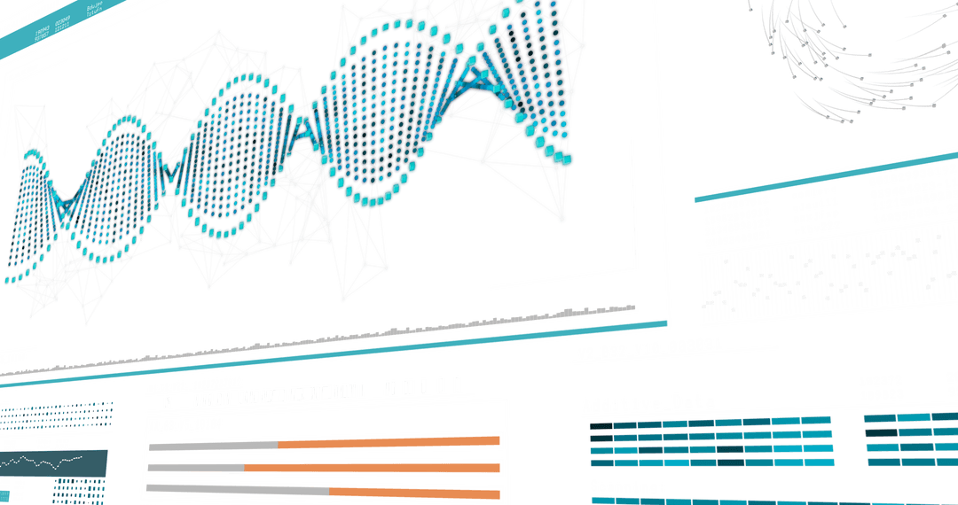 Futuristic DNA Helix Diagram with Transparent Layers