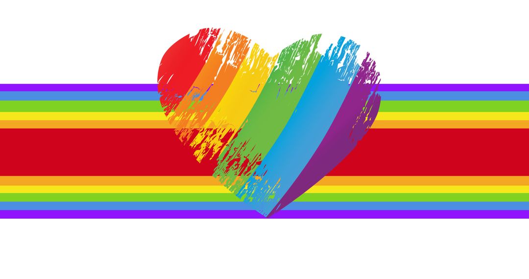 Rainbow Heart with Stripes Illustrating LGBTQ Pride and Equality
