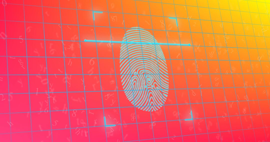 fingerprint on red gradient with grid and codes - Free Images, Stock Photos and Pictures on Pikwizard.com