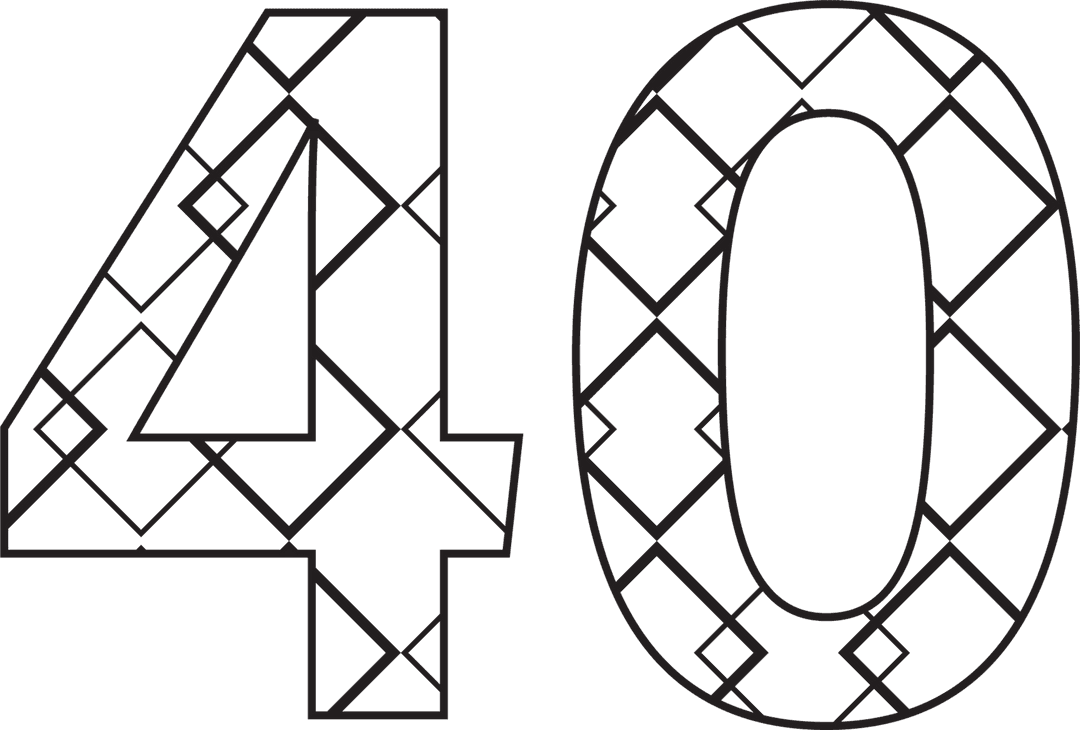 Decorative Black Number 40 with Geometric Pattern Transparent