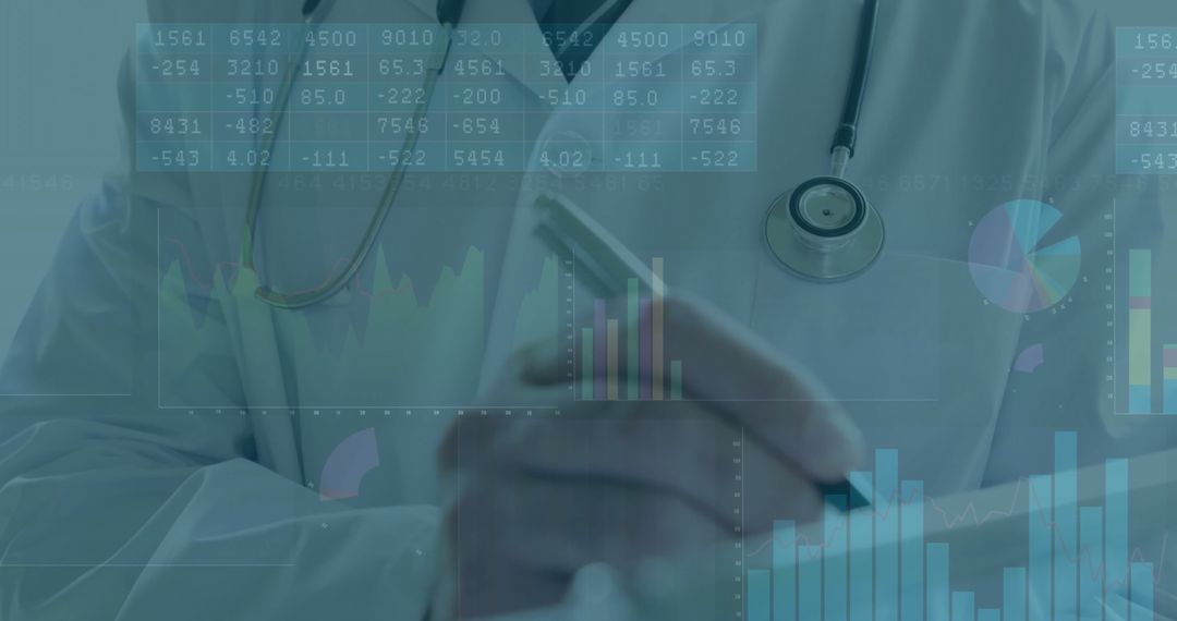 Mature Doctor Using Tablet for Data Analysis in Modern Clinic