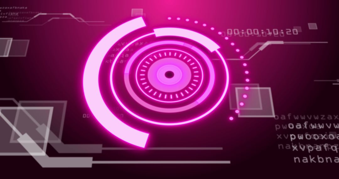 Futuristic Pink Digital Scan Interface with Data Symbols