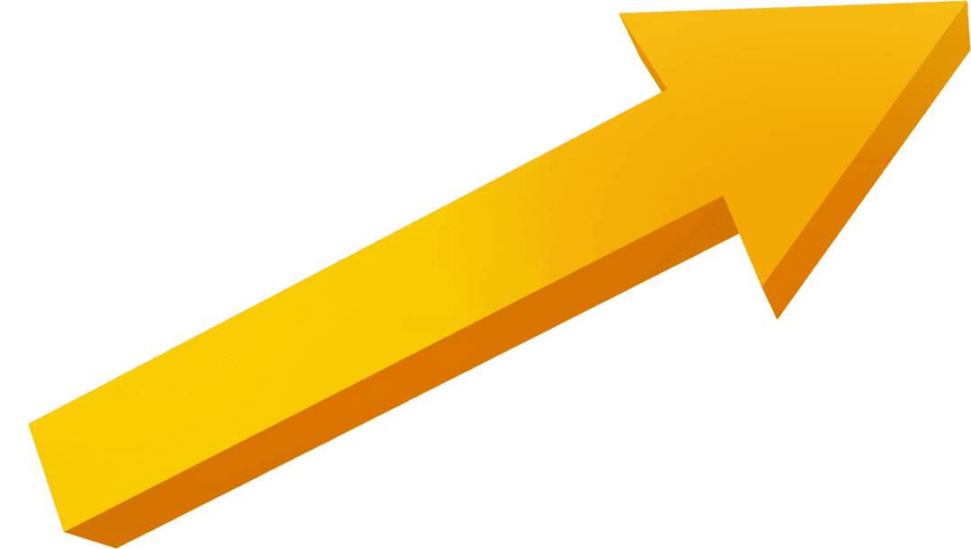 Yellow Upward Arrow on Transparent Background for Directional Uses