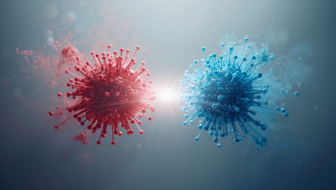 Microscopic Visualization of Dual Viruses in Collision Scene
