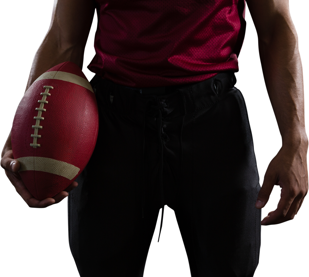 Transparent View of Athlete Holding Football, Sports Enthusiasm - Download Free Stock Images Pikwizard.com