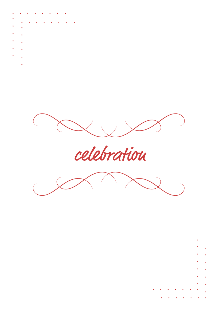 Festive Celebration Text with Decorative Elements on Transparent Surface