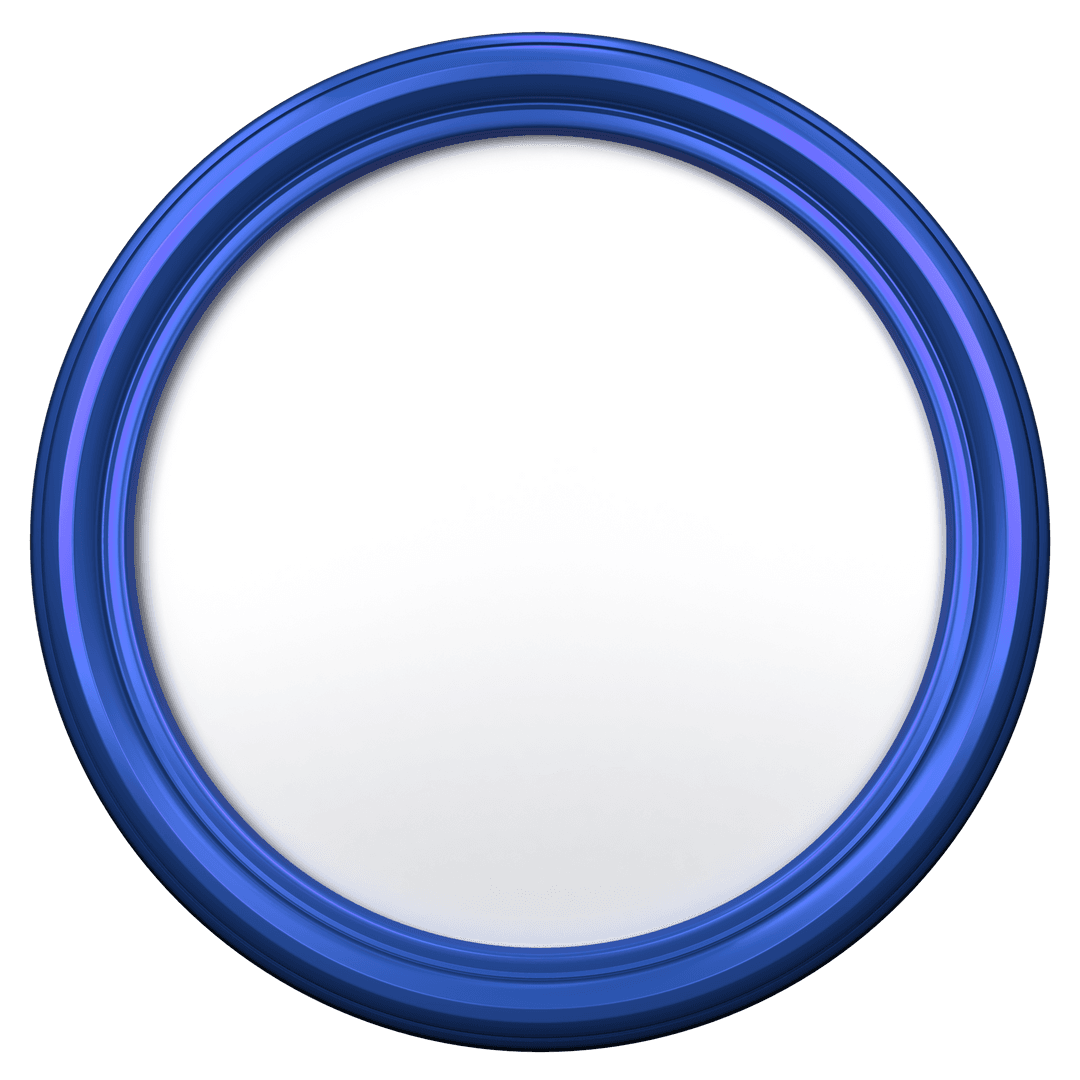 Blue Circular Frame with White Center on Transparent Background Mockup