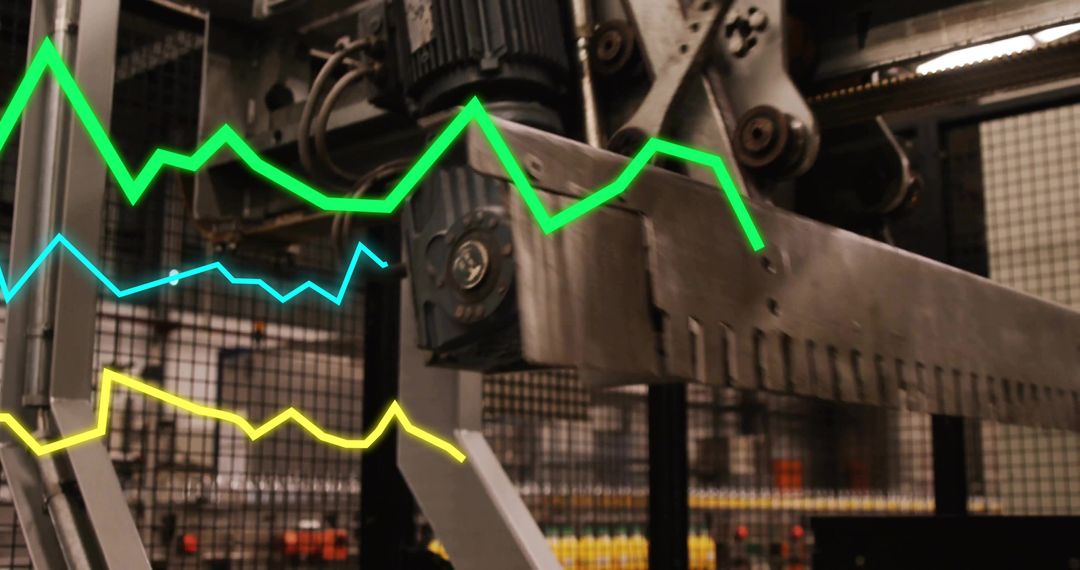 Industrial Machine in Factory with Overlay Data Visualization