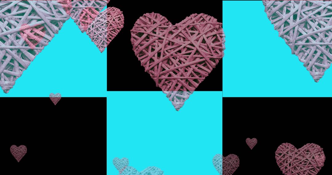 Pink Hearts on Geometric Background with Love Theme