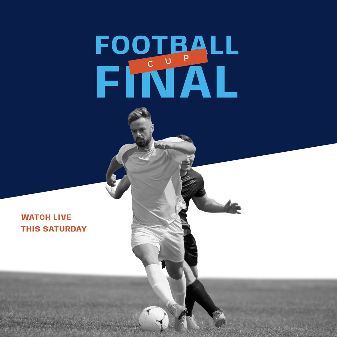 Football Cup Final Poster with Action Shot of Players - Download Free Stock Templates Pikwizard.com