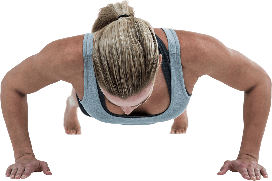 Transparent View of Woman Doing Push-Ups