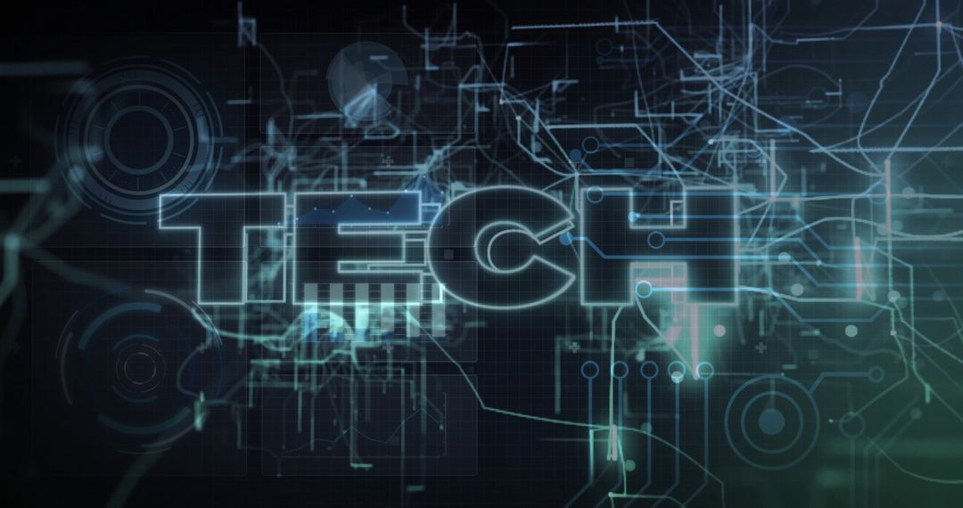 Futuristic Digital Tech Interface with Neon Blue Design