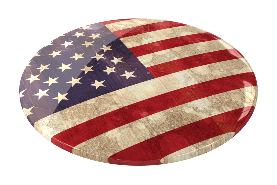 Vintage USA Flag Pin Design on Transparent Background