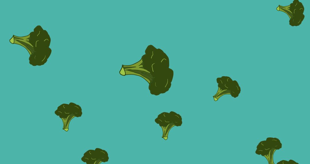 Broccoli Florets Falling on Blue Background for Food Concepts