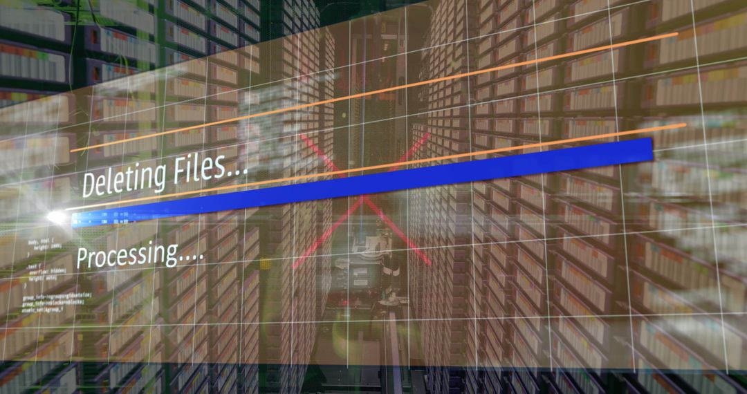 Digital Data Processing Over Cloud Server Room Concept