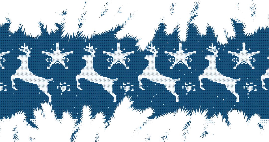 Festive Blue Christmas Design with Reindeer and Fir Branches