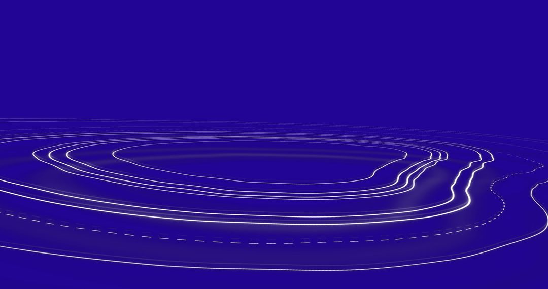 Abstract White Contour Lines On Blue Background